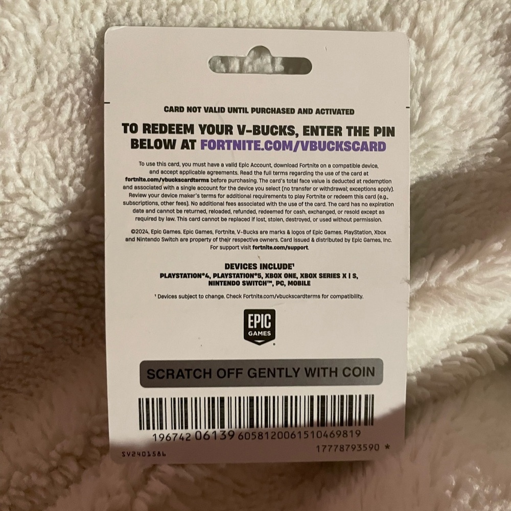 Brand new gift card got it as a gift I dont play the game and dont have epic acc